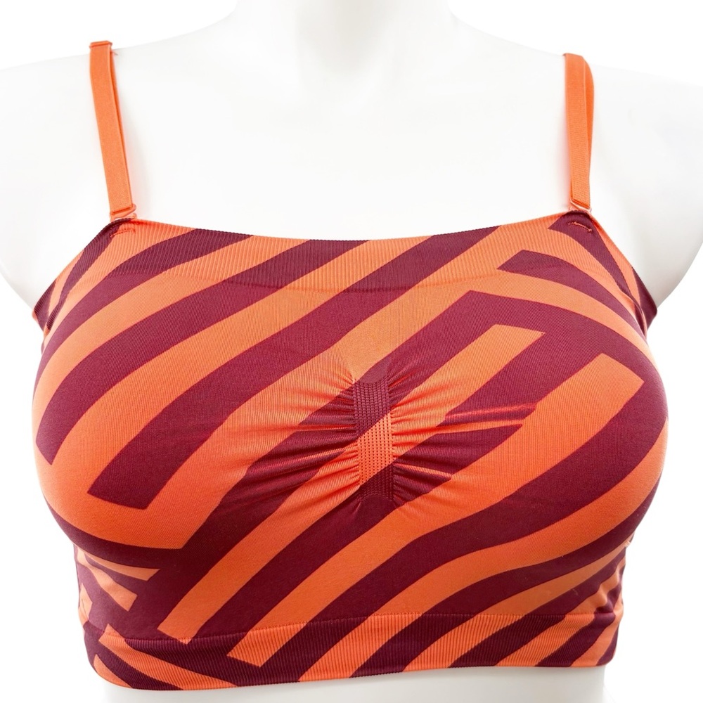 YITTY by Lizzo FABLETICS I Sports Bra Orange and Maroon Striped XL/XXL